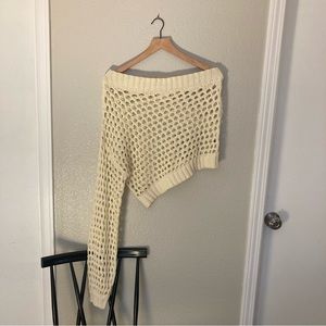 Maeve by Anthropologie Cream Off Shoulder Sweater